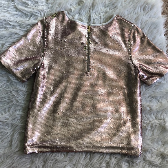 NWT Topshop colorchanging sequin top pink / gold - Picture 3 of 6